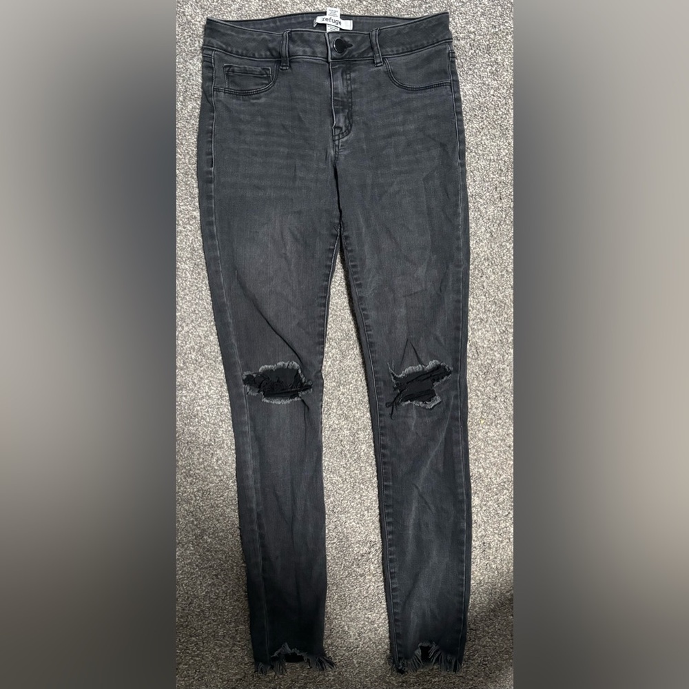 Refuge Black Distressed Skinny Jeans
